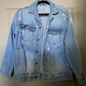 Free people oversized jean jacket size small